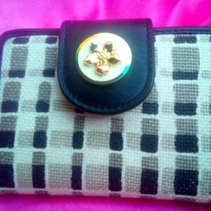 Spartina leather/linen small wallet